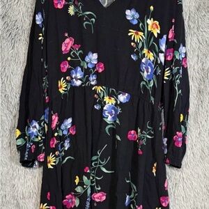 Old Navy Black Dress with Multicolor Floral Design